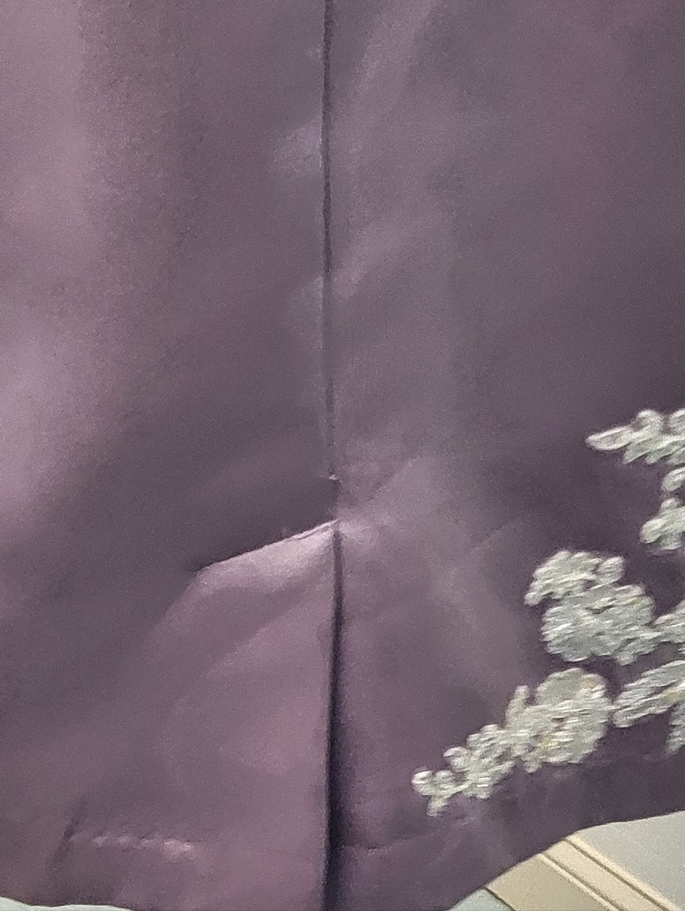 Strapless Lavender Satin Cocktail Dress with White Floral Appliqué - Picture 8 of 13